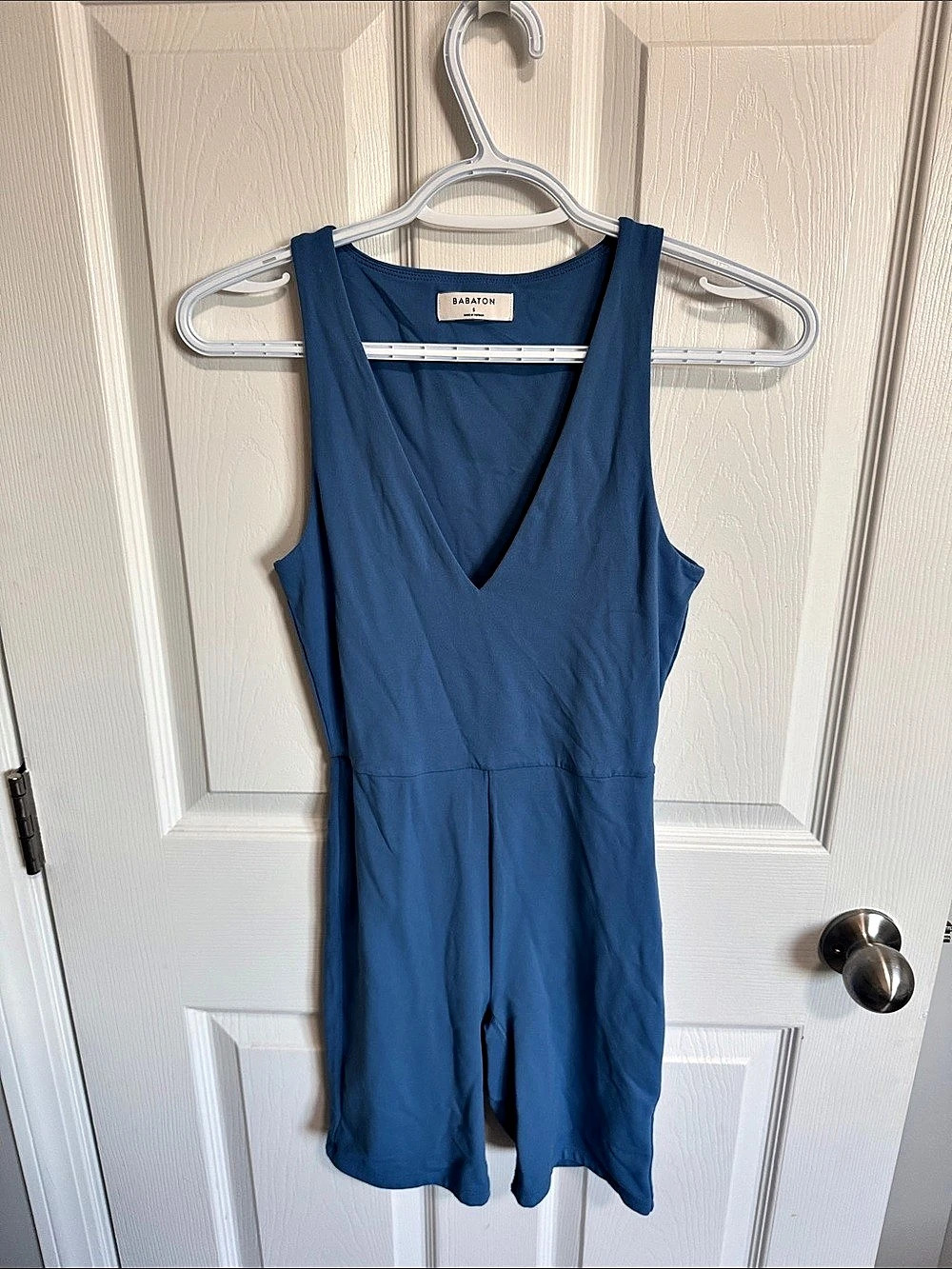 Babaton Contour Romper Blue Sleeveless Size Small